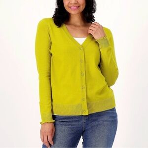NEW Candace Cameron Bure V-Neck Cardigan Sweater Golden Olive Size XXS QVC